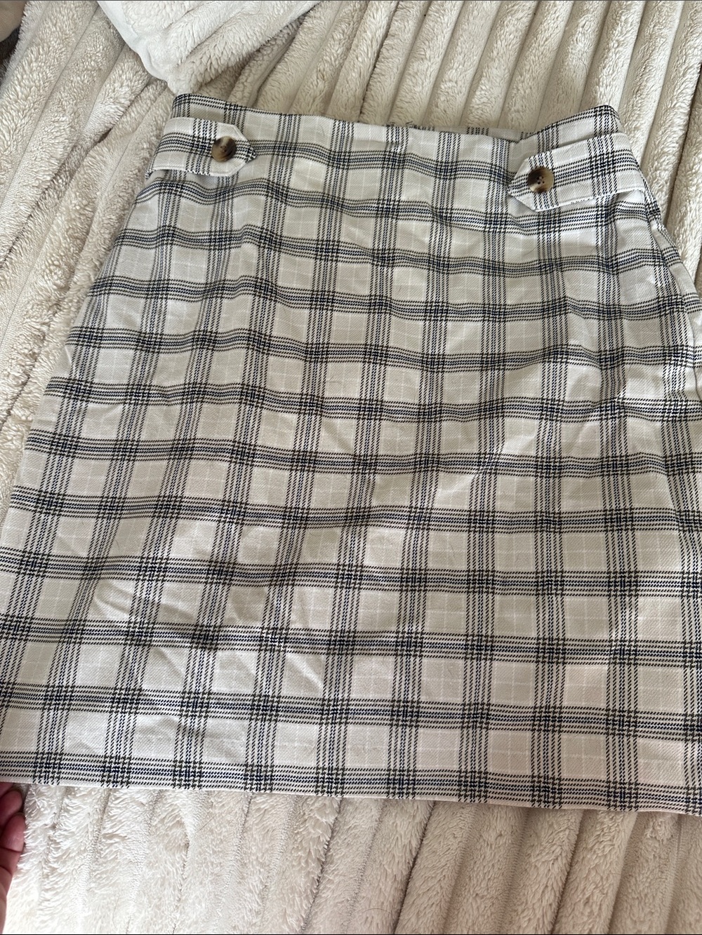 Ann Taylor Factory Navy and White Plaid Mini Skirt